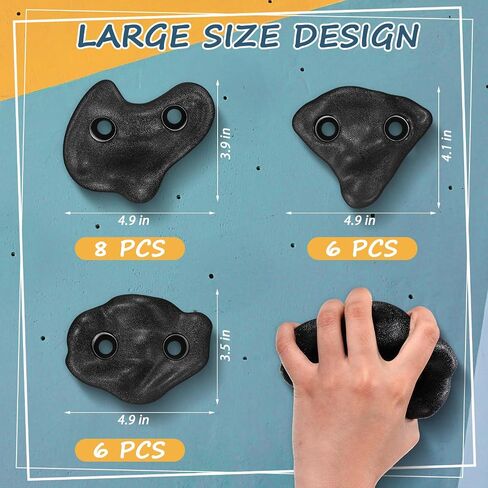 Soulchen 20 PCS Rock Climbing يثقل لمتسلق 3 أشكال إضافية صخور كبيرة من الحجارة الحجارة مع وجع ، المسمار للعب المنتزهات الداخلية والخارجية في حديقة الفناء الخلفي. in Kuwait