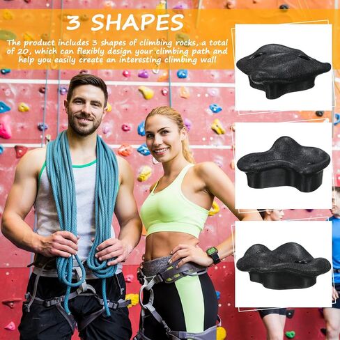 Soulchen 20 PCS Rock Climbing يثقل لمتسلق 3 أشكال إضافية صخور كبيرة من الحجارة الحجارة مع وجع ، المسمار للعب المنتزهات الداخلية والخارجية في حديقة الفناء الخلفي. in Kuwait