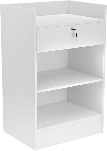 24 "W * 18" D * 38 "H - Stand Record Cash Stand ، تسجيل نقدي المطعم ، مكتب الاستقبال مع الدرج وتخزين مستويات مزدوجة للكنائس والمؤتمرات ومتاجر البيع بالتجزئة ومراكز التسوق. in Saudi Arabia