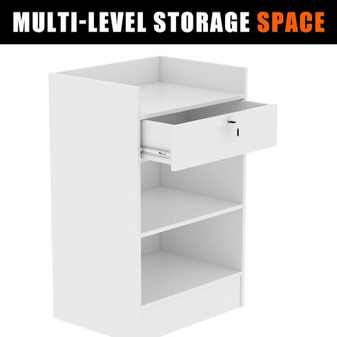 24 "W * 18" D * 38 "H - Stand Record Cash Stand ، تسجيل نقدي المطعم ، مكتب الاستقبال مع الدرج وتخزين مستويات مزدوجة للكنائس والمؤتمرات ومتاجر البيع بالتجزئة ومراكز التسوق. in Saudi Arabia