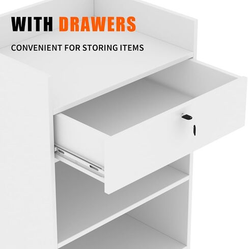 24 "W * 18" D * 38 "H - Stand Record Cash Stand ، تسجيل نقدي المطعم ، مكتب الاستقبال مع الدرج وتخزين مستويات مزدوجة للكنائس والمؤتمرات ومتاجر البيع بالتجزئة ومراكز التسوق. in Saudi Arabia
