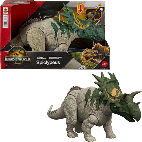 Mattel Jurassic World Rebirth Wild Roar Dinosaur Toy ، Figure spiclypeus posiable ، Heath Heats & Therash Attack & Sound ، مسرحية رقمية in Saudi Arabia