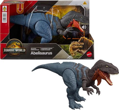 Mattel Jurassic World Rebirth Wild Roar Dinosaur Toy ، Abelisaurus Posable Posible ، Houply Attups Multi-Direction Attack in Saudi Arabia