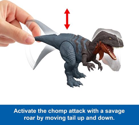 Mattel Jurassic World Rebirth Wild Roar Dinosaur Toy ، Abelisaurus Posable Posible ، Houply Attups Multi-Direction Attack in Saudi Arabia