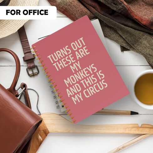 Evcprz Funny Quote Notebook Journal, “Turns Out These Are My Monkeys and This Is My Circus" Retro Sarcastic Office Notebook, Gag Gifts for Coworkers Boss Friends, Spiral Notebook 5.5x8.3 Inch in Kuwait