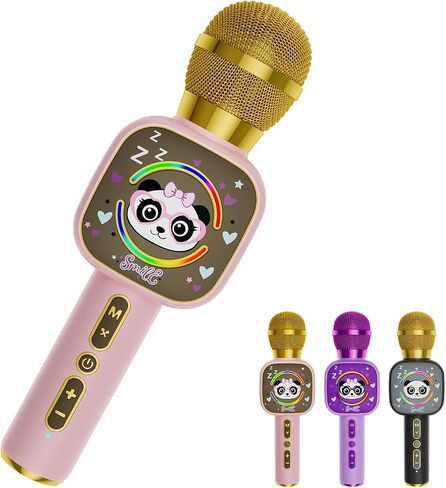 لعبة Microphone Bluetooth Karaoke للأطفال - مكبر صوت محمول صغير مع مصابيح LED ، والاقتران اللاسلكي (TWS) للغناء ، ألعاب هدية عيد ميلاد عيد الميلاد للبنين والبنات الذين تتراوح أعمارهم بين 2 و 12 عامًا (أسود - 1) in Saudi Arabia