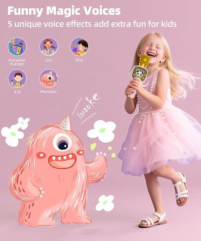 لعبة Microphone Bluetooth Karaoke للأطفال - مكبر صوت محمول صغير مع مصابيح LED ، والاقتران اللاسلكي (TWS) للغناء ، ألعاب هدية عيد ميلاد عيد الميلاد للبنين والبنات الذين تتراوح أعمارهم بين 2 و 12 عامًا (أسود - 1) in Saudi Arabia