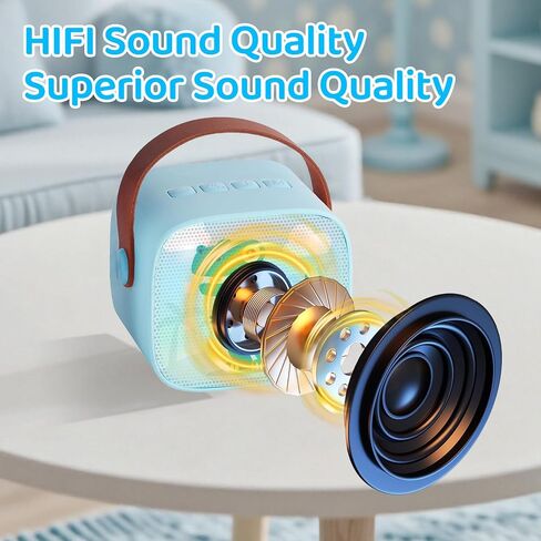 Mini Karaoke Machine for Kids Portable Karaoke Machine with 2 Bluetooth Wireless Microphones and LED Color Lights, Christmas Birthday Gifts Toys for Girls Boys (Blue) in Saudi Arabia