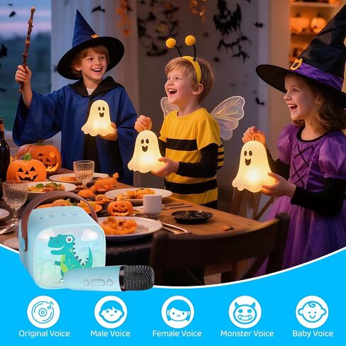 Mini Karaoke Machine for Kids Portable Karaoke Machine with 2 Bluetooth Wireless Microphones and LED Color Lights, Christmas Birthday Gifts Toys for Girls Boys (Blue) in Saudi Arabia