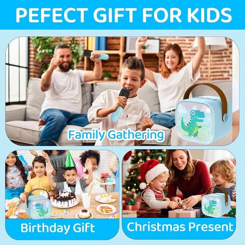 Mini Karaoke Machine for Kids Portable Karaoke Machine with 2 Bluetooth Wireless Microphones and LED Color Lights, Christmas Birthday Gifts Toys for Girls Boys (Blue) in Saudi Arabia