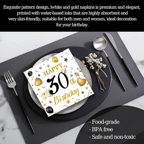 50pcs 70 عيد ميلاد مناديل ، والمناديل عيد ميلاد أبيض وذهب عيد ميلاد سعيد يمكن التخلص منها للاحتيال على ورقة منديل للمشروبات للمنديل للذكرى السنوية ، 13 × 13 بوصة in Kuwait