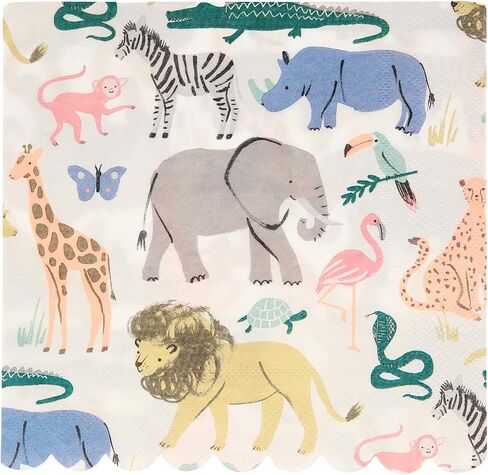 Meri Meri Large Safari Animals Napkins (Pack of 20), Thick & Absorbent 3-Ply Paper Napkins, Disposable in Saudi Arabia