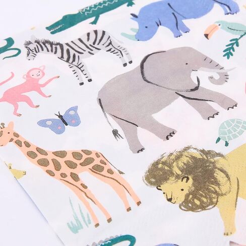Meri Meri Large Safari Animals Napkins (Pack of 20), Thick & Absorbent 3-Ply Paper Napkins, Disposable in Saudi Arabia