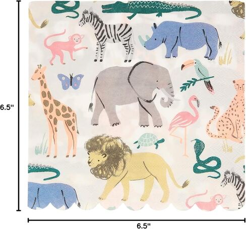 Meri Meri Large Safari Animals Napkins (Pack of 20), Thick & Absorbent 3-Ply Paper Napkins, Disposable in Saudi Arabia