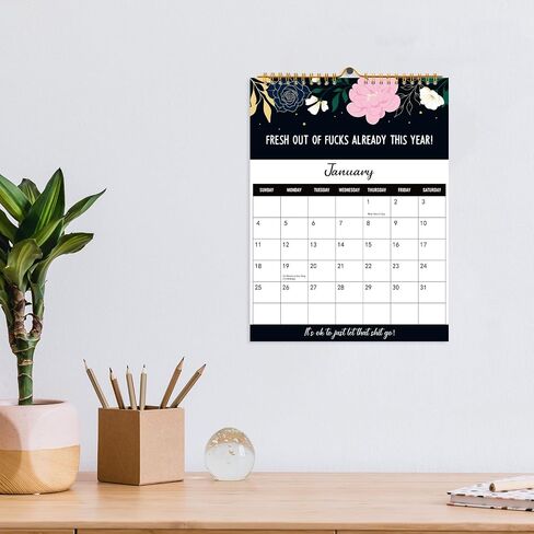 JAPBOR Aesthetic Floral Design Calendar - 2026 Abstract Flower Wall Calendar, 12 Months Hanging Planner with Thick Paper, Floral Themed Weekly Monthly Organizer for Home Office Living Room (14" x 11") in Kuwait