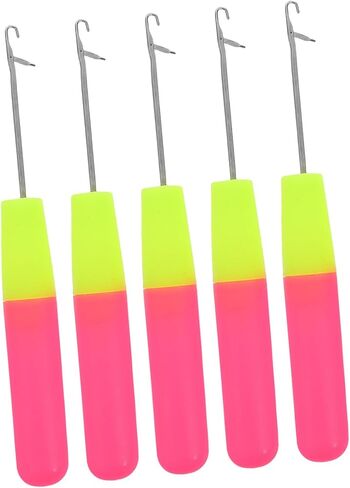 Vaguelly 5 Pcs Latch Hook Crochet Needles for Hair Extensions and Carpet Making Plastic and Metal for Micro Braids and Boys and Girls Crafts in Saudi Arabia