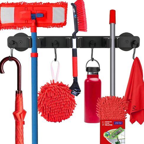 UNUSFIRE Mop Broom Holder Heavy Duty,Magnetic Mop Hangers Strong 4Rack Solid Aluminum Non-Slip Magnetic Tool Organizers Rack Storage for Home Kitchen Laundry Garage Workshop in Kuwait