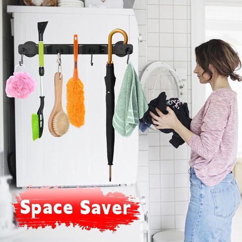 UNUSFIRE Mop Broom Holder Heavy Duty,Magnetic Mop Hangers Strong 4Rack Solid Aluminum Non-Slip Magnetic Tool Organizers Rack Storage for Home Kitchen Laundry Garage Workshop in Kuwait
