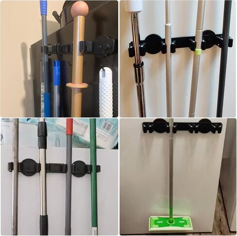 UNUSFIRE Mop Broom Holder Heavy Duty,Magnetic Mop Hangers Strong 4Rack Solid Aluminum Non-Slip Magnetic Tool Organizers Rack Storage for Home Kitchen Laundry Garage Workshop in Kuwait