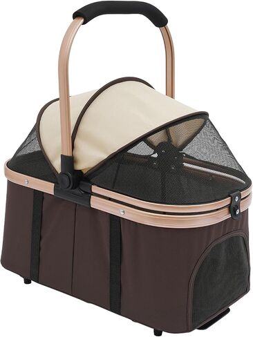 3-in-1 Double Pet Stroller for Dogs and Cats with 2 Detachable Carriers Foldable Stroller for Small Medium Dog, Pet Travel Cart, Collapsible, Sturdy (Coffee Color) in Saudi Arabia