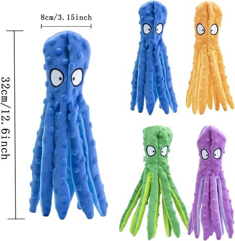 OUANGANC Octopus Dog Squeaky Toy No Stuffing Crinkle Paper in Legs for Small, Medium, and Large Breeds, Durable Puppy Chew Toys for Aggressive Chewers in Saudi Arabia
