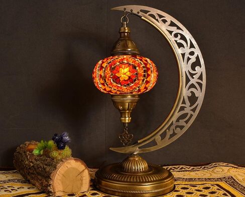 مصباح طاولة القمر التركي التركي المصباح ، المغربي المغربي القديم البوهيمي المصنوع يدويًا ، غرفة طعام ريفية ، غرفة دراسية ، إضاءة مزخرفة بالمكتب ، هدية تركية فريدة من نوعها (لافندر) in Kuwait