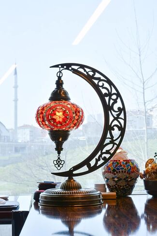 مصباح طاولة القمر التركي التركي المصباح ، المغربي المغربي القديم البوهيمي المصنوع يدويًا ، غرفة طعام ريفية ، غرفة دراسية ، إضاءة مزخرفة بالمكتب ، هدية تركية فريدة من نوعها (لافندر) in Kuwait