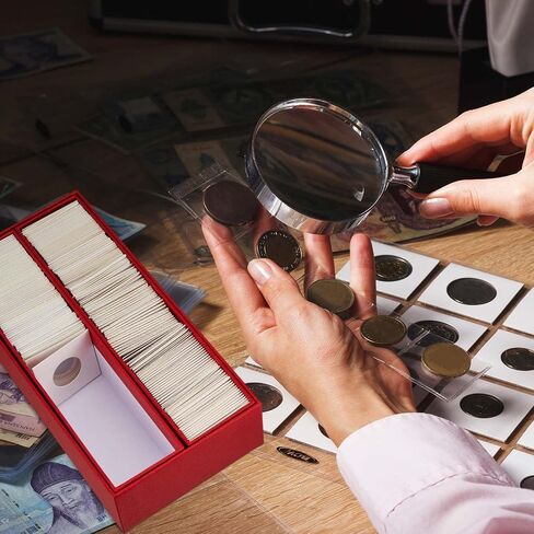 6 قطع من Henoyso، صندوق تخزين العملات المعدنية بصف مزدوج مقاس 2 × 2 بوصة، حاملات للعملات المعدنية لهواة جمع مستلزمات التخزين وحقائب التجميع، حوالي نصف صندوق (أسود) in Saudi Arabia