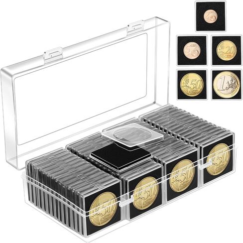 120pcs Silver Dollar Coin Holders for Collectors - Clear Coin Capsules with 5 Sizes (20/25/30/35/40mm) Adjustable Black Gasket and 2pcs Plastic Storage Box in Saudi Arabia