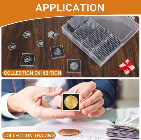 120pcs Silver Dollar Coin Holders for Collectors - Clear Coin Capsules with 5 Sizes (20/25/30/35/40mm) Adjustable Black Gasket and 2pcs Plastic Storage Box in Saudi Arabia