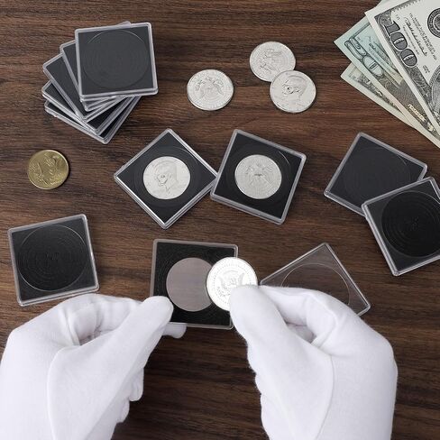 120pcs Silver Dollar Coin Holders for Collectors - Clear Coin Capsules with 5 Sizes (20/25/30/35/40mm) Adjustable Black Gasket and 2pcs Plastic Storage Box in Saudi Arabia