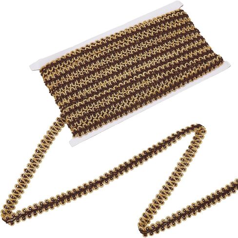 1/2 Inch Red Gimp Braid Trim Gold Metallic Glitter Woven Braided Lace Trimming Polyester Upholstery Decorative Fabric Ribbon for Sewing Making Crafts Curtain Decor Clothing Embellishment DIY in Saudi Arabia