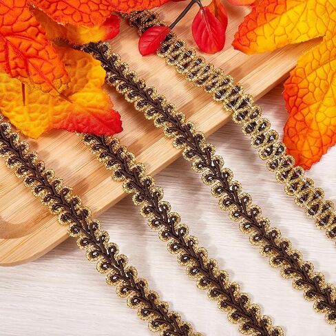1/2 Inch Red Gimp Braid Trim Gold Metallic Glitter Woven Braided Lace Trimming Polyester Upholstery Decorative Fabric Ribbon for Sewing Making Crafts Curtain Decor Clothing Embellishment DIY in Saudi Arabia