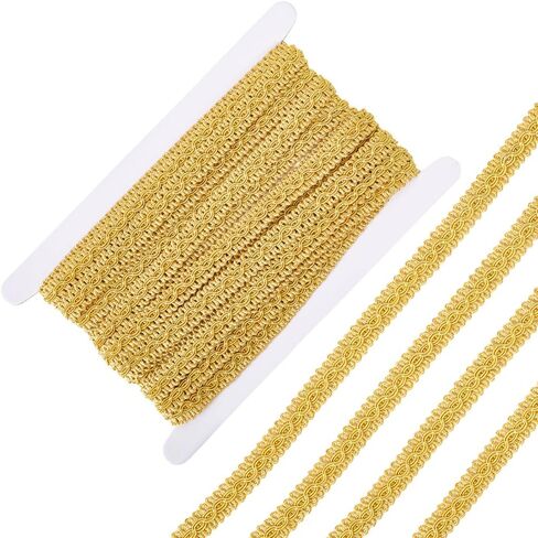 10M 1/2 Inch Gold Gimp Braid Trim Polyester Woven Braid Fabric Trimming Golden Metallic Glitter Upholstery Lace Ribbon for Sewing Making Crafts Costume Curtain Slipcover Decoration DIY in Saudi Arabia