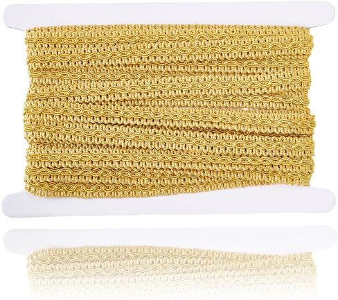 10M 1/2 Inch Gold Gimp Braid Trim Polyester Woven Braid Fabric Trimming Golden Metallic Glitter Upholstery Lace Ribbon for Sewing Making Crafts Costume Curtain Slipcover Decoration DIY in Saudi Arabia