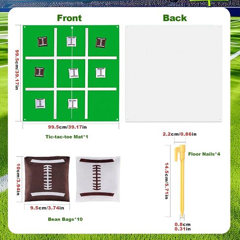 Vanblue Large Football Tic Tac Toe Bean Bag Toss Game - Green Modern Style - Ideal for Kids, Adults & Families - Super Bowl Activities - Indoor & Outdoor Use in Saudi Arabia