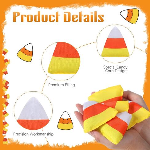 12 Pcs Halloween Candy Corn Bean Bags for Tossing 3 x 2.75 Inch Cornhole Nylon Corn Hole Bean Bags Halloween Tossing Game for Holiday Family Party Throwing Game in Saudi Arabia