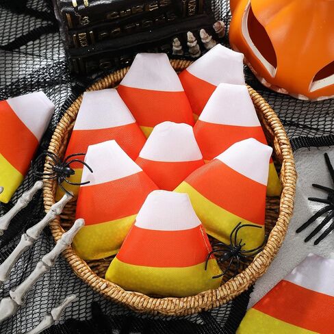 12 Pcs Halloween Candy Corn Bean Bags for Tossing 3 x 2.75 Inch Cornhole Nylon Corn Hole Bean Bags Halloween Tossing Game for Holiday Family Party Throwing Game in Saudi Arabia