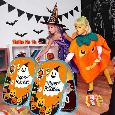 12 Pcs Halloween Candy Corn Bean Bags for Tossing 3 x 2.75 Inch Cornhole Nylon Corn Hole Bean Bags Halloween Tossing Game for Holiday Family Party Throwing Game in Saudi Arabia