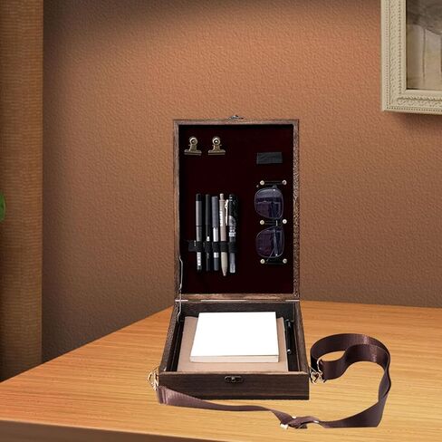 كتاب Messenger Wood Box Tabletop Easel Box مع حقيبة أدوات فنان مقصورة على أقلام الرصاص تخزين فرشاة ديكور المنزل 12.99x9.06x2.76inch in Kuwait