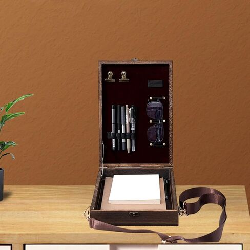 كتاب Messenger Wood Box Tabletop Easel Box مع حقيبة أدوات فنان مقصورة على أقلام الرصاص تخزين فرشاة ديكور المنزل 12.99x9.06x2.76inch in Kuwait
