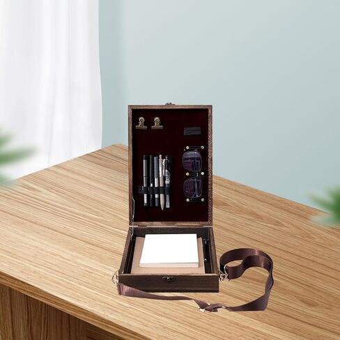 كتاب Messenger Wood Box Tabletop Easel Box مع حقيبة أدوات فنان مقصورة على أقلام الرصاص تخزين فرشاة ديكور المنزل 12.99x9.06x2.76inch in Kuwait