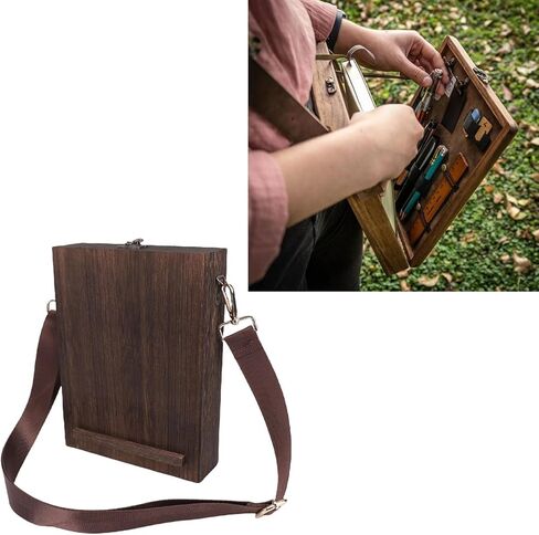Asixxsix Sketch Easel, Support Bracket Portable Sketch Wooden Box, Adjustable Shoulder Strap Painting Easel Box for Artist Drawing Sketching Students in Saudi Arabia