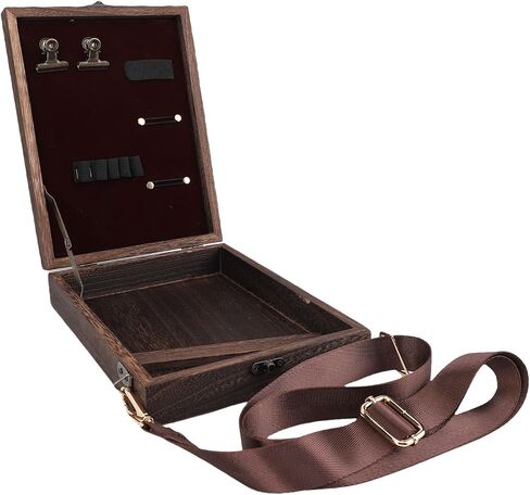 Diydeg Writers Messenger Wood Box, Retro Artist Tool Bag with Hinged Lid Front Clasp, Portable Artist Tool Storage Postman Bag Sketch Art Easel for Brushes, Pens & Outdoor Painting in Saudi Arabia