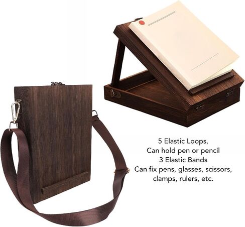 Diydeg Writers Messenger Wood Box, Retro Artist Tool Bag with Hinged Lid Front Clasp, Portable Artist Tool Storage Postman Bag Sketch Art Easel for Brushes, Pens & Outdoor Painting in Saudi Arabia