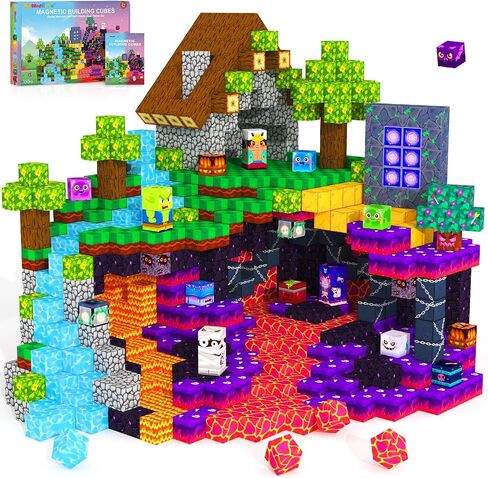 Magnetic Blocks Games Building Toys for 3-16 Year Old Boys Girls, Toddler Kids Magnetic Cubes Tiles Sensory Montessori Education Learning Travel Toys Ages 3+ Halloween Birthday Party Favors Gifts in Saudi Arabia