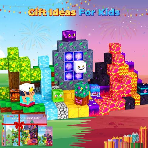 Magnetic Blocks Games Building Toys for 3-16 Year Old Boys Girls, Toddler Kids Magnetic Cubes Tiles Sensory Montessori Education Learning Travel Toys Ages 3+ Halloween Birthday Party Favors Gifts in Saudi Arabia