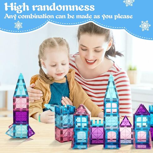 Magnetic Tiles Building Blocks for 3 4 5 6 7 8+ Years Old Boys Girls Colorful Magnet Stacking Toys Birthday Gift for Toddlers STEM Preschool Educational Construction Tiles Set for Kids (Blue) in Kuwait