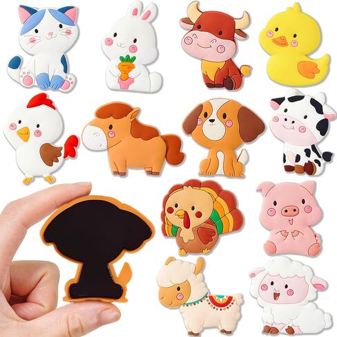 Joyin 12 PCS مغناطيس الثلاجة الحيوانية للأطفال ، مغناطيس ثلاجة مطاطية لطيفة للأطفال المغناطيسيين ألعاب التعلم التعليمية البيضاء. in Saudi Arabia