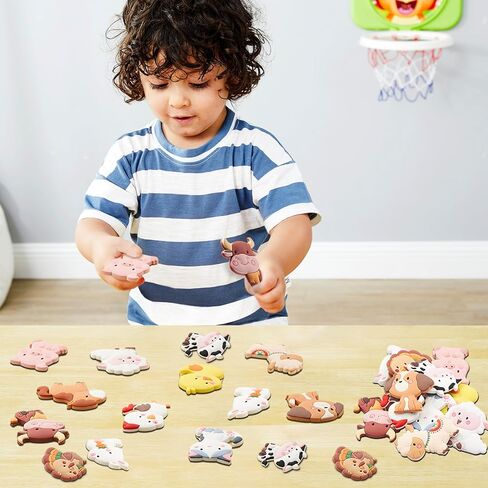 Joyin 12 PCS مغناطيس الثلاجة الحيوانية للأطفال ، مغناطيس ثلاجة مطاطية لطيفة للأطفال المغناطيسيين ألعاب التعلم التعليمية البيضاء. in Saudi Arabia
